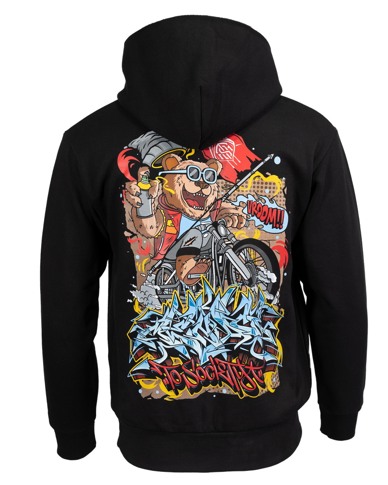 VROOM BEAR BY MEAS7 HEAVYWEIGHT HOODIE IN BLACK